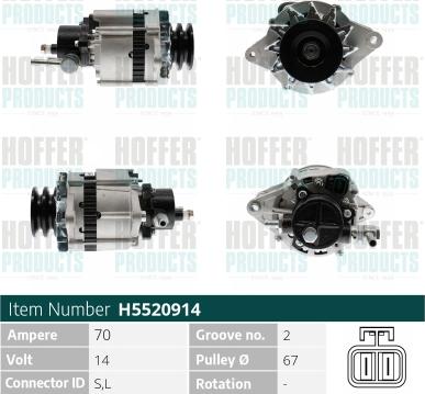 Hoffer H5520914 - Alternator www.autospares.lv