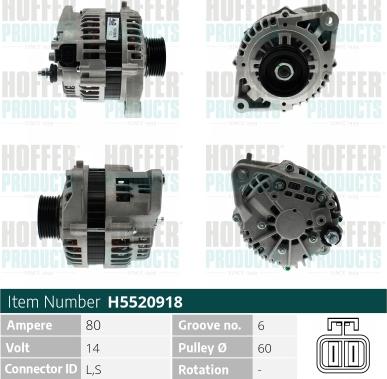 Hoffer H5520918 - Ģenerators www.autospares.lv