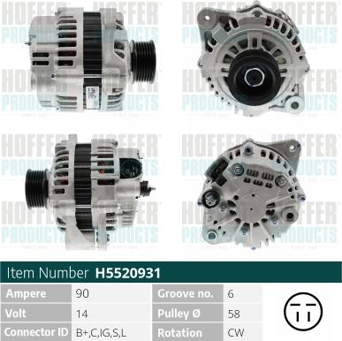 Hoffer H5520931 - Ģenerators autospares.lv