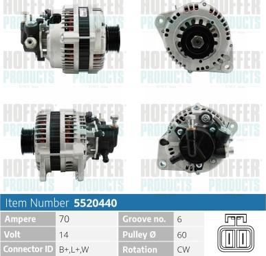 Hoffer H5520440 - Alternator www.autospares.lv