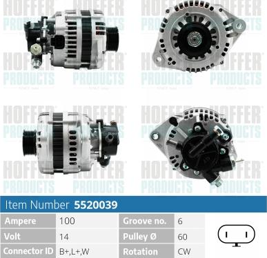 Hoffer H5520039 - Генератор www.autospares.lv