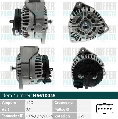 Hoffer H5610045 - Ģenerators www.autospares.lv