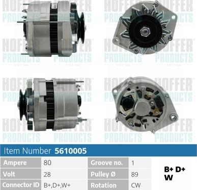 Hoffer H5610005 - Alternator www.autospares.lv