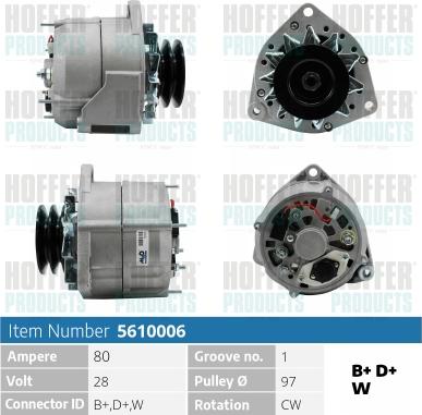 Hoffer H5610006 - Ģenerators autospares.lv