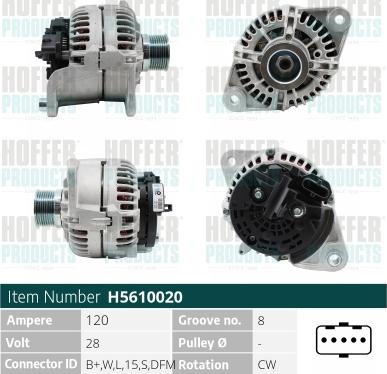 Hoffer H5610020 - Ģenerators www.autospares.lv