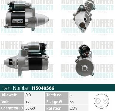 Hoffer H5040566 - Starter www.autospares.lv