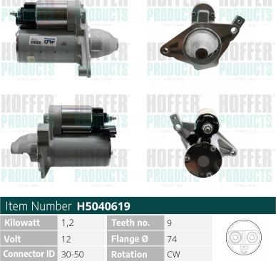 Hoffer H5040619 - Starteris www.autospares.lv