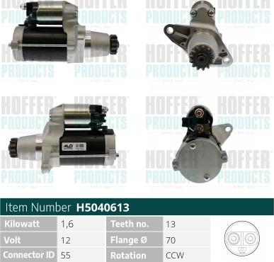 Hoffer H5040613 - Стартер www.autospares.lv