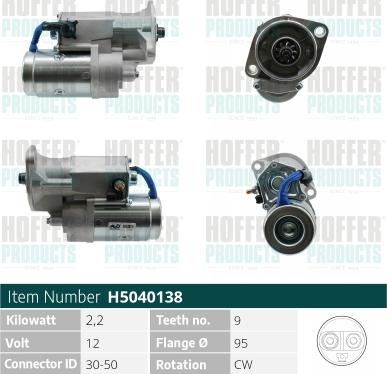 Hoffer H5040138 - Стартер www.autospares.lv