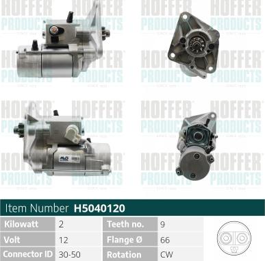 Hoffer H5040120 - Стартер www.autospares.lv