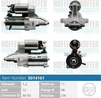 Hoffer H5014161 - Стартер www.autospares.lv