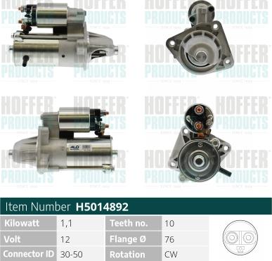 Hoffer H5014892 - Starteris autospares.lv