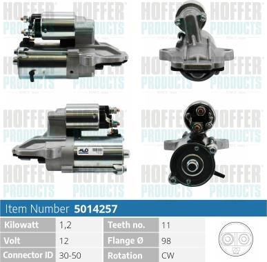 Hoffer H5014257 - Стартер www.autospares.lv