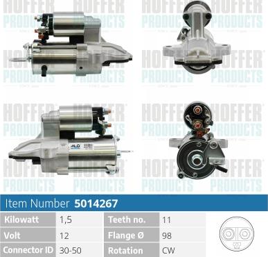 Hoffer H5014267 - Стартер www.autospares.lv