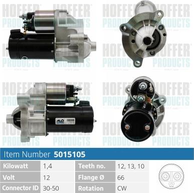 Hoffer H5015105 - Стартер www.autospares.lv