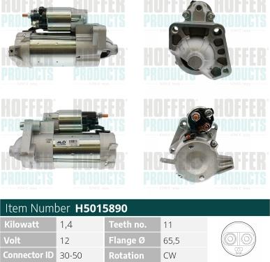 Hoffer H5015890 - Starteris www.autospares.lv