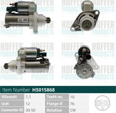 Hoffer H5015868 - Стартер www.autospares.lv