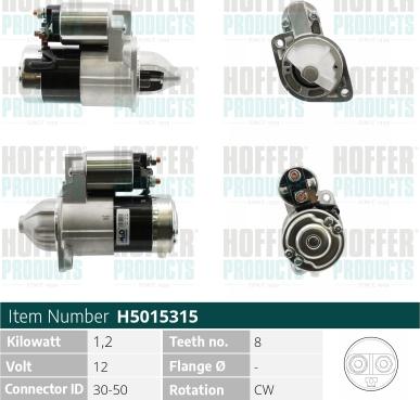 Hoffer H5015315 - Starter www.autospares.lv