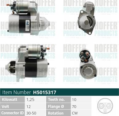 Hoffer H5015317 - Стартер www.autospares.lv