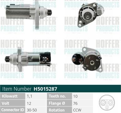 Hoffer H5015287 - Starteris www.autospares.lv