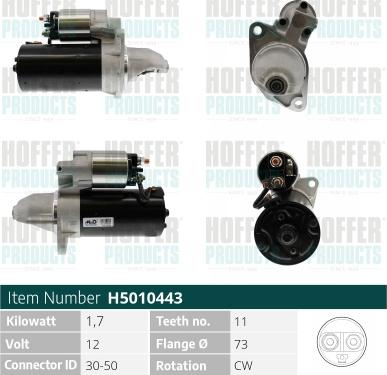 Hoffer H5010443 - Starter www.autospares.lv