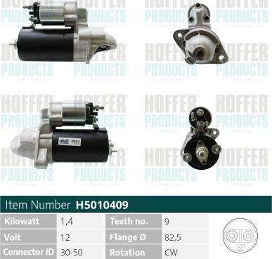 Hoffer H5010409 - Стартер www.autospares.lv