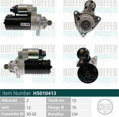 Hoffer H5010413 - Стартер www.autospares.lv