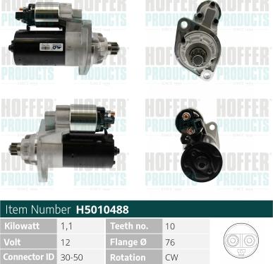 Hoffer H5010488 - Стартер www.autospares.lv