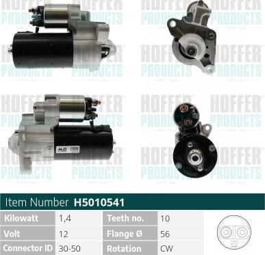 Hoffer H5010541 - Стартер www.autospares.lv