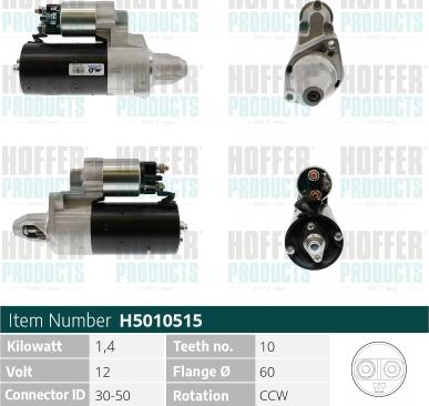 Hoffer H5010515 - Starteris www.autospares.lv