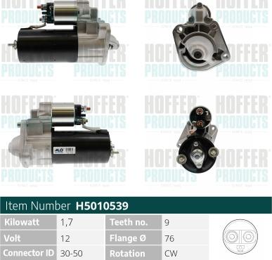 Hoffer H5010539 - Starteris www.autospares.lv