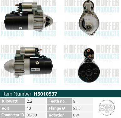 Hoffer H5010537 - Стартер www.autospares.lv