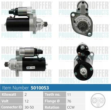 Hoffer H5010053 - Стартер www.autospares.lv