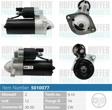 Hoffer H5010077 - Стартер www.autospares.lv