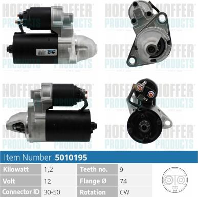 Hoffer H5010195 - Стартер www.autospares.lv