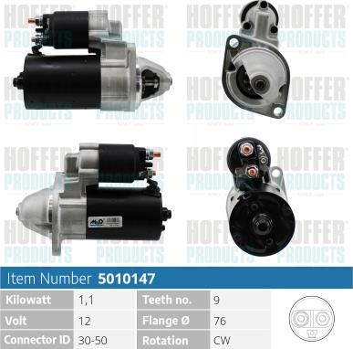 Hoffer H5010147 - Стартер www.autospares.lv