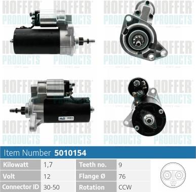 Hoffer H5010154 - Стартер www.autospares.lv