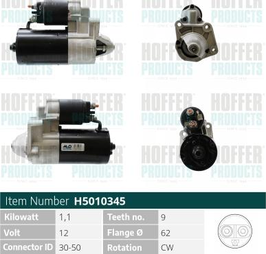 Hoffer H5010345 - Starteris www.autospares.lv