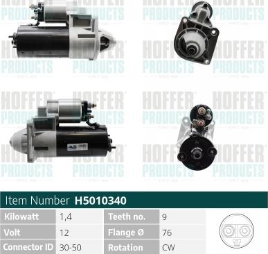 Hoffer H5010340 - Starter www.autospares.lv