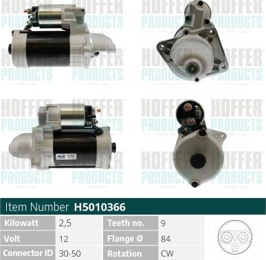 Hoffer H5010366 - Стартер www.autospares.lv