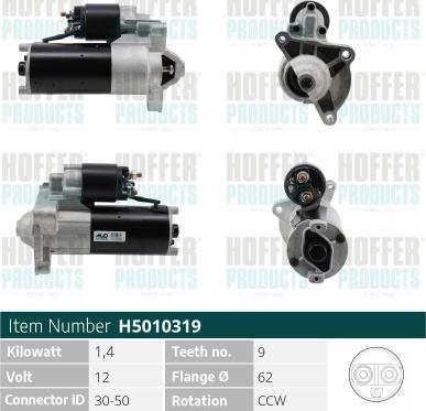 Hoffer H5010319 - Starter www.autospares.lv