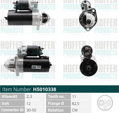 Hoffer H5010338 - Стартер www.autospares.lv