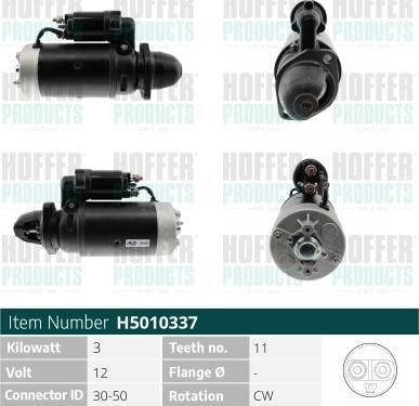 Hoffer H5010337 - Starter www.autospares.lv