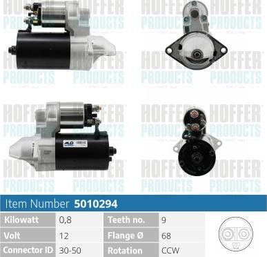 Hoffer H5010294 - Starter www.autospares.lv