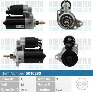 Hoffer H5010280 - Стартер www.autospares.lv