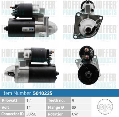 Hoffer H5010225 - Стартер www.autospares.lv