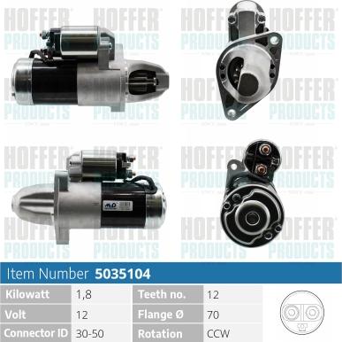 Hoffer H5035104 - Стартер www.autospares.lv