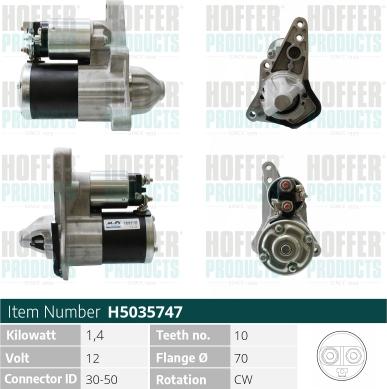 Hoffer H5035747 - Starter www.autospares.lv