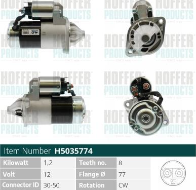 Hoffer H5035774 - Starter www.autospares.lv