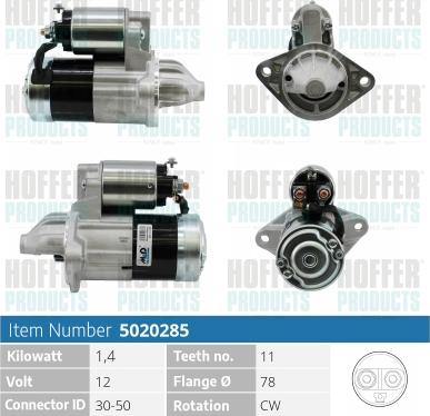 Hoffer H5020285 - Starter www.autospares.lv